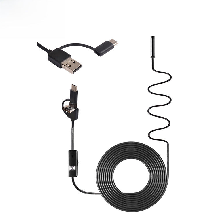 Three-in-one High-definition Pipe Inspection Camera 7mm Mobile Phone External Probe Car Repair Detector Spy Mirror