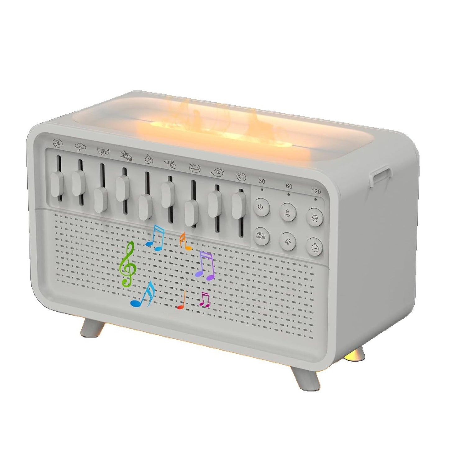Cross-border White Noise Flame Humidifier Aroma Diffuser Usb Small Bedroom Light Silent Ultrasonic Diffuser Design