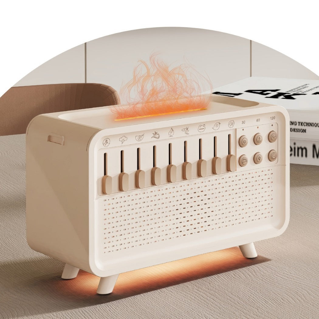 Cross-border White Noise Flame Humidifier Aroma Diffuser Usb Small Bedroom Light Silent Ultrasonic Diffuser Design