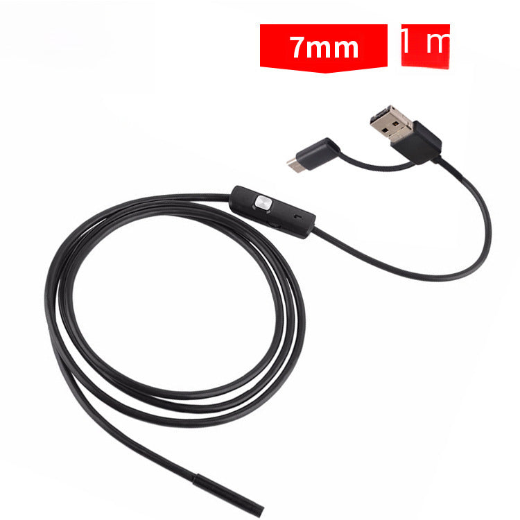 Three-in-one High-definition Pipe Inspection Camera 7mm Mobile Phone External Probe Car Repair Detector Spy Mirror